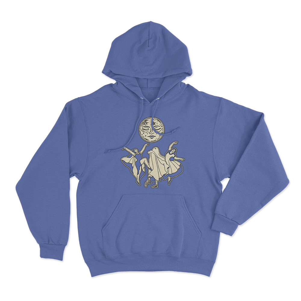 Dancing Moon Unisex Hoodie Blue Dancing Moon Unisex Hoodie Blue