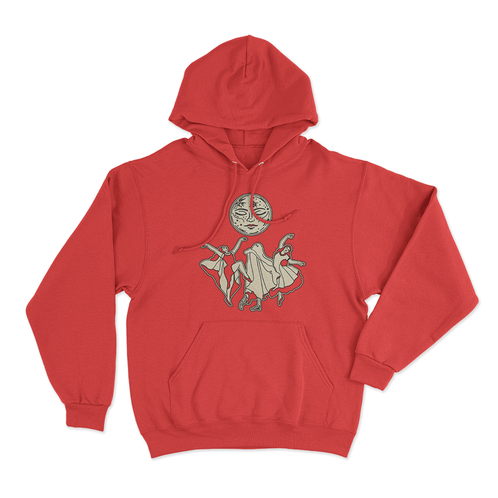 Dancing Moon Unisex Hoodie Red Dancing Moon Unisex Hoodie Red