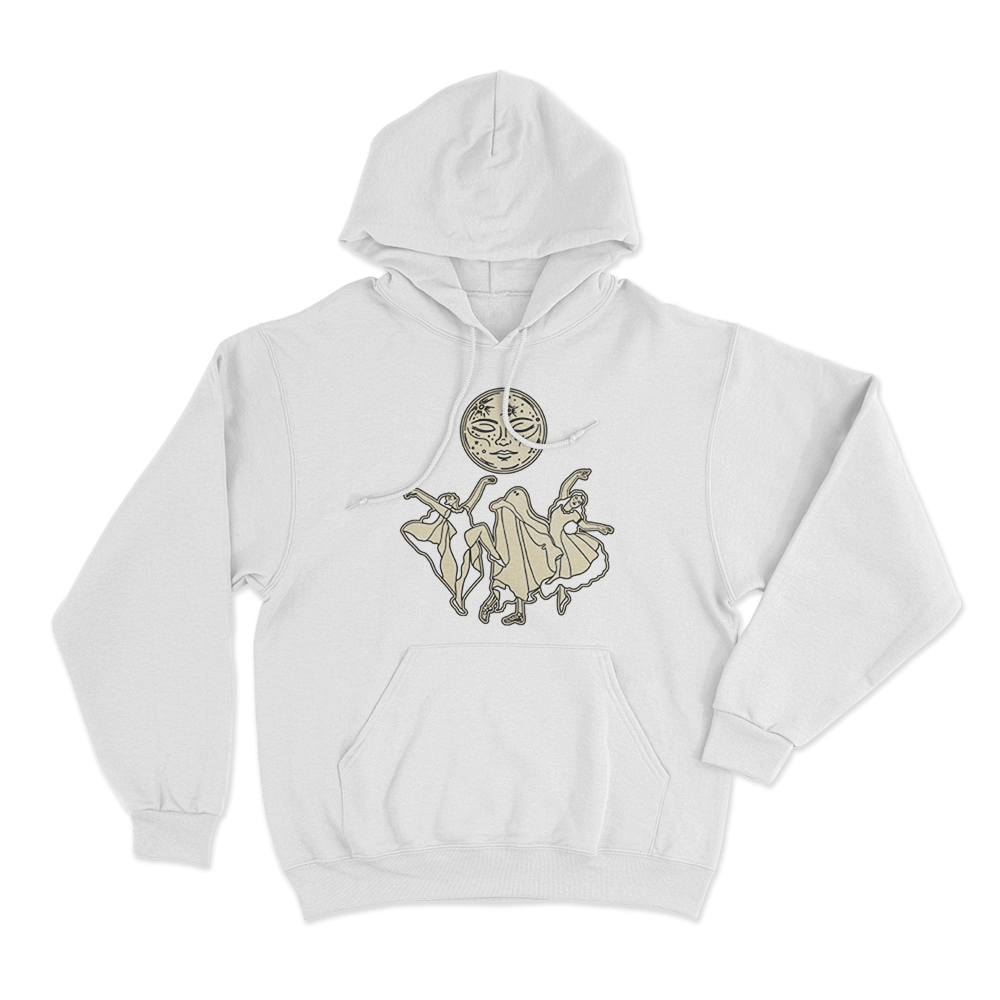 Dancing Moon Unisex Hoodie White Dancing Moon Unisex Hoodie White