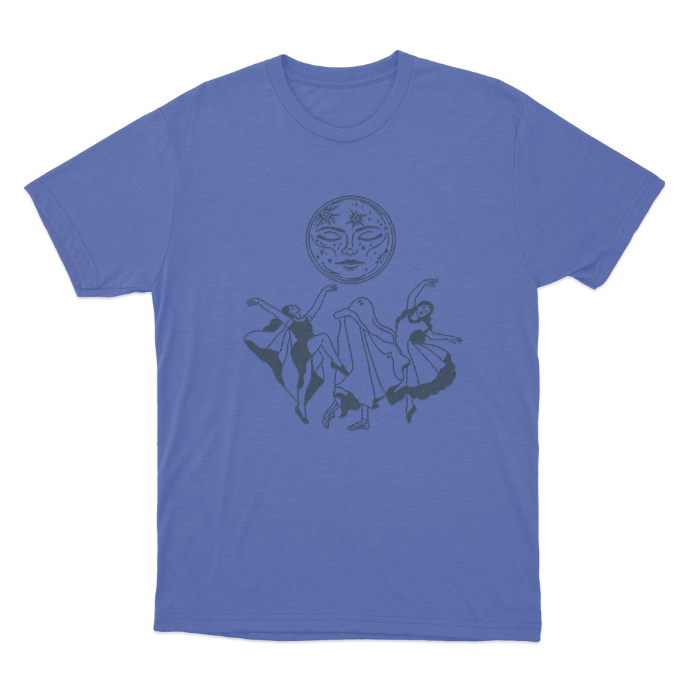 Two Girls One Ghost Dancing Moon Unisex T Shirt Blue Two Girls One Ghost Dancing Moon Unisex T Shirt Blue