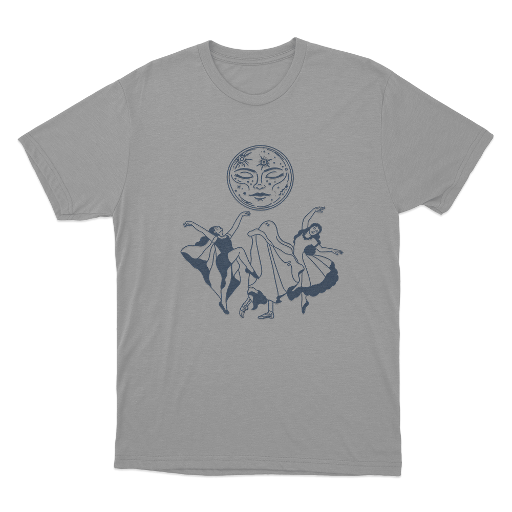 Two Girls One Ghost Dancing Moon Unisex T Shirt Grey Two Girls One Ghost Dancing Moon Unisex T Shirt Grey