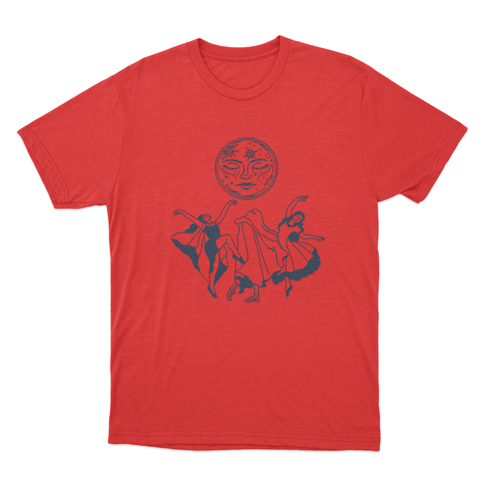 Two Girls One Ghost Dancing Moon Unisex T Shirt Red Two Girls One Ghost Dancing Moon Unisex T Shirt Red
