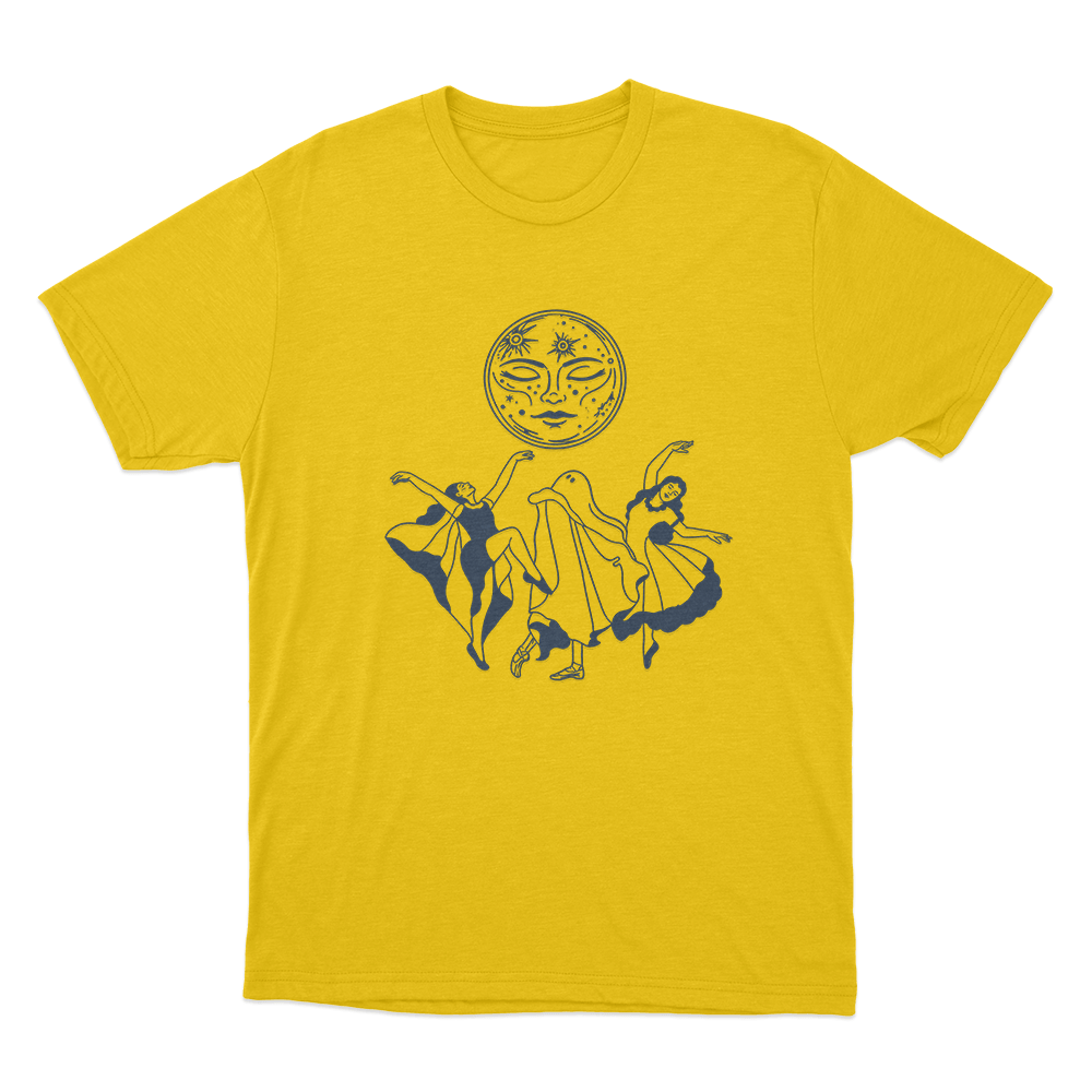 Two Girls One Ghost Dancing Moon Unisex T Shirt Yellow Two Girls One Ghost Dancing Moon Unisex T Shirt Yellow