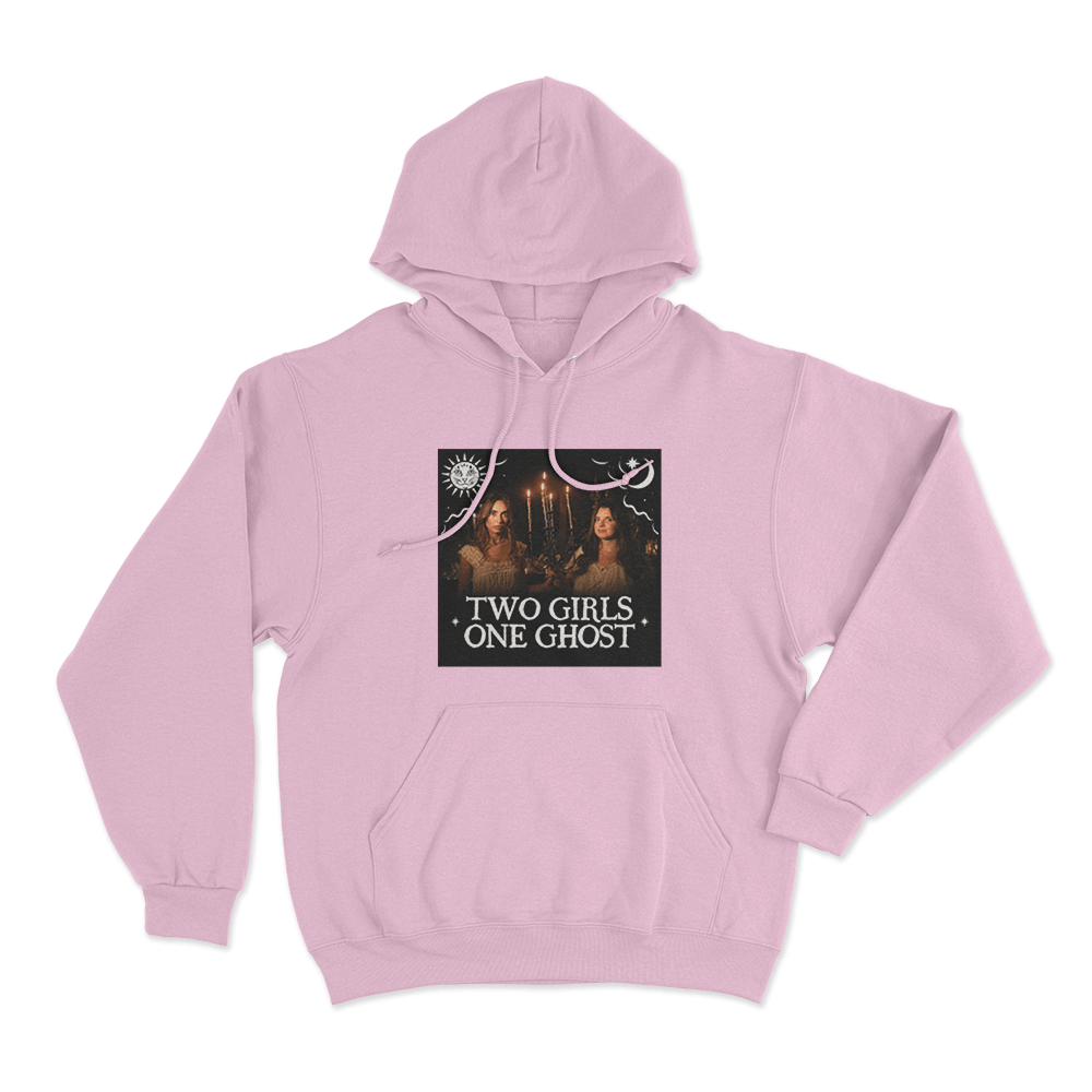 Two Girls One Ghost Speckled Photo Unisex Hoodie Pink Two Girls One Ghost Speckled Photo Unisex Hoodie Pink