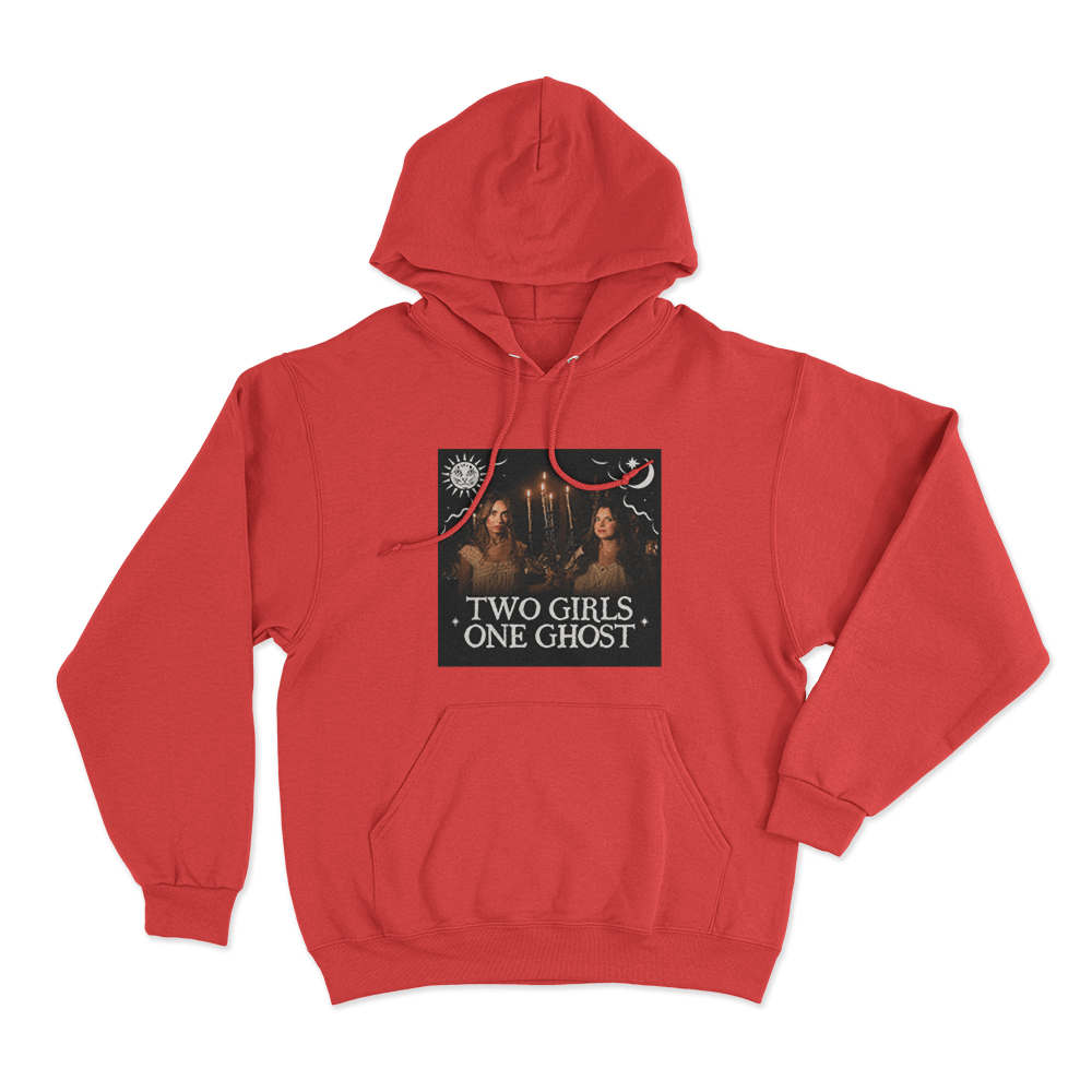 Two Girls One Ghost Speckled Photo Unisex Hoodie Red Two Girls One Ghost Speckled Photo Unisex Hoodie Red
