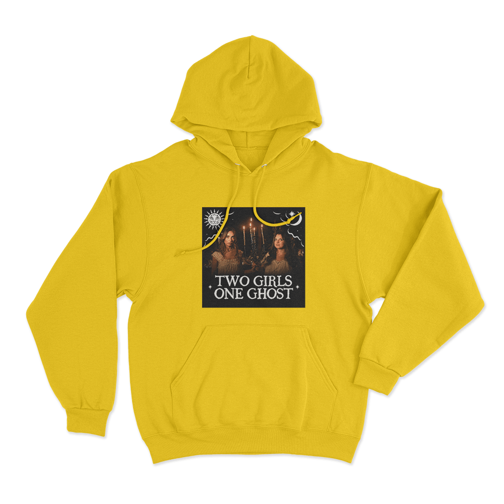 Two Girls One Ghost Speckled Photo Unisex Hoodie Yellow Two Girls One Ghost Speckled Photo Unisex Hoodie Yellow