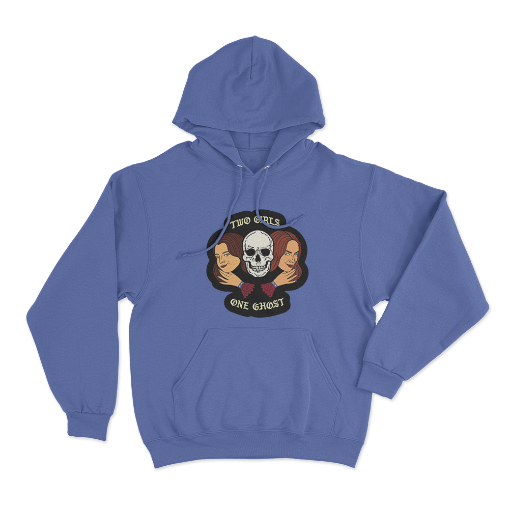 Two Girls One Ghost Unisex Hoodie Blue Two Girls One Ghost Unisex Hoodie Blue