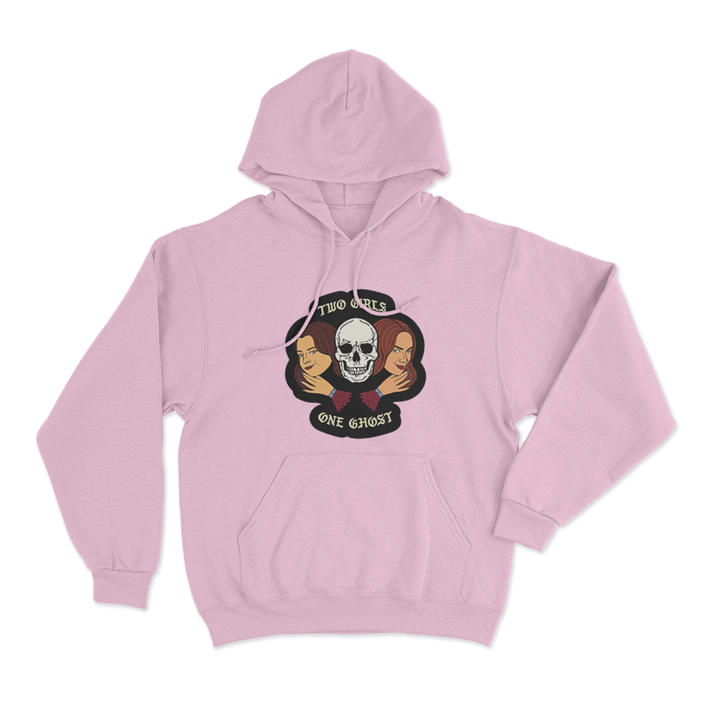 Two Girls One Ghost Unisex Hoodie Pink Two Girls One Ghost Unisex Hoodie Pink
