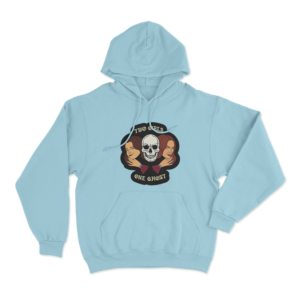 Two Girls One Ghost Unisex Hoodie Sky Blue Two Girls One Ghost Unisex Hoodie Sky Blue