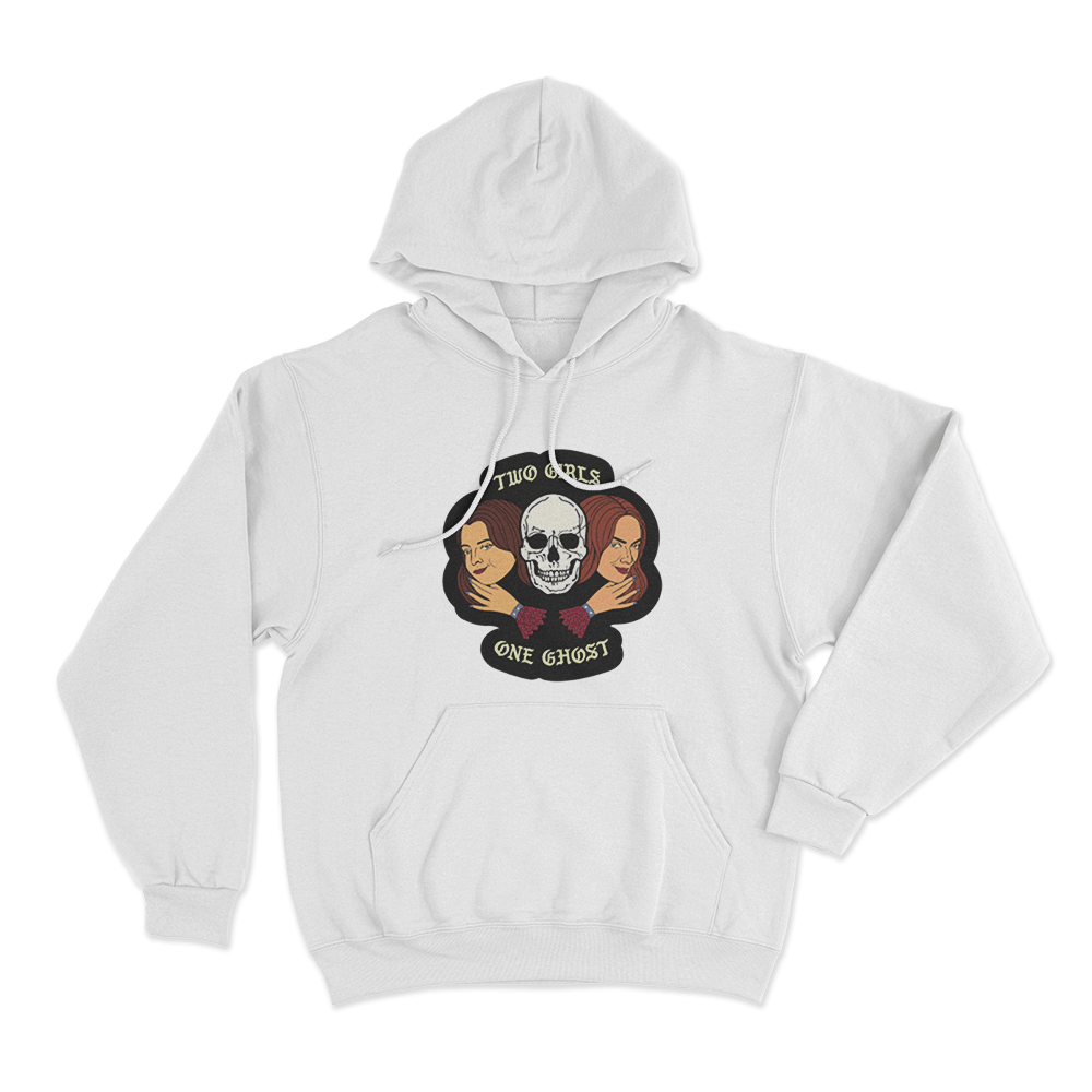 Two Girls One Ghost Unisex Hoodie White Two Girls One Ghost Unisex Hoodie White