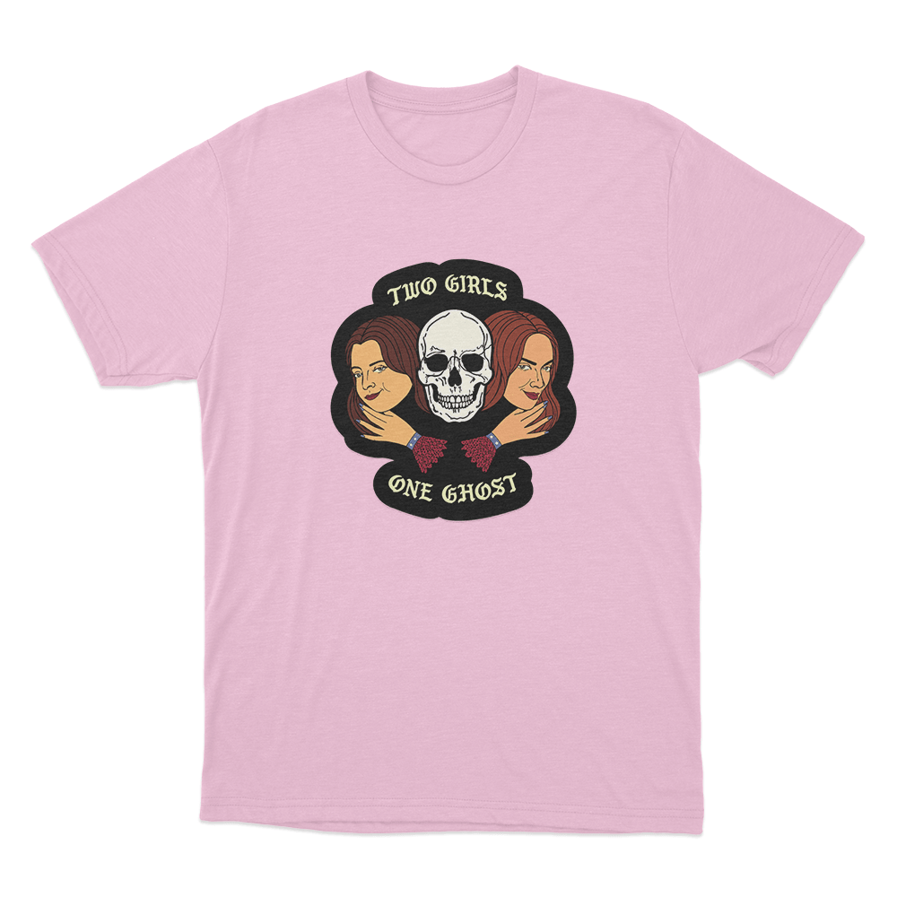 Two Girls One Ghost Unisex T Shirt Pink Two Girls One Ghost Unisex T Shirt Pink