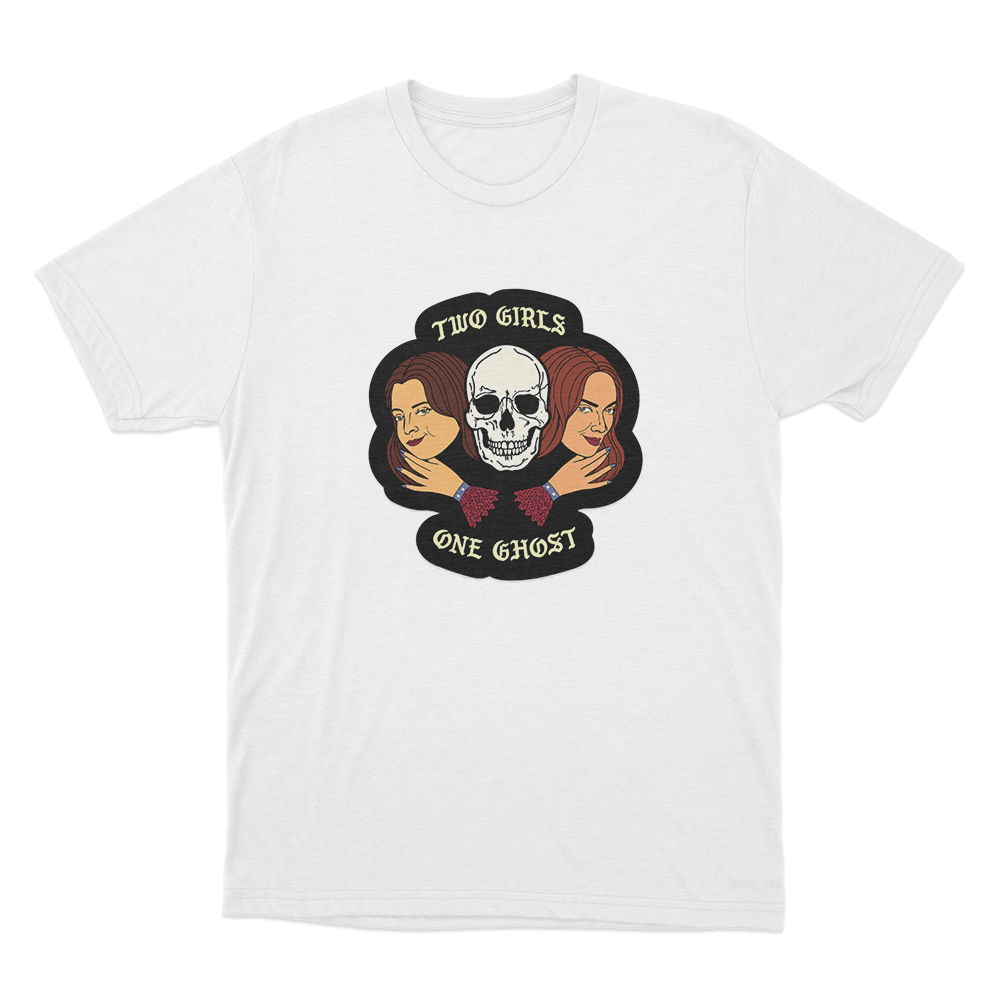 Two Girls One Ghost Unisex T Shirt White Two Girls One Ghost Unisex T Shirt White